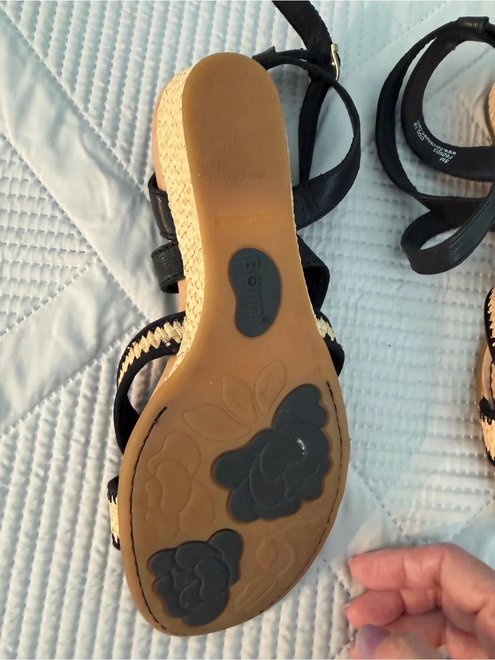 Born Black and Natural Woven-Strap Sandals Sz 8 Nearly New